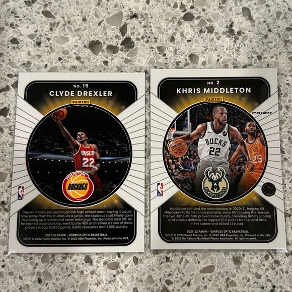 NBA CARD LOT “WINNER STAYS” KRIS MIDDLETON/CLYDE DREXLER NBA OPTIC 2021-22 - Picture 2 of 2